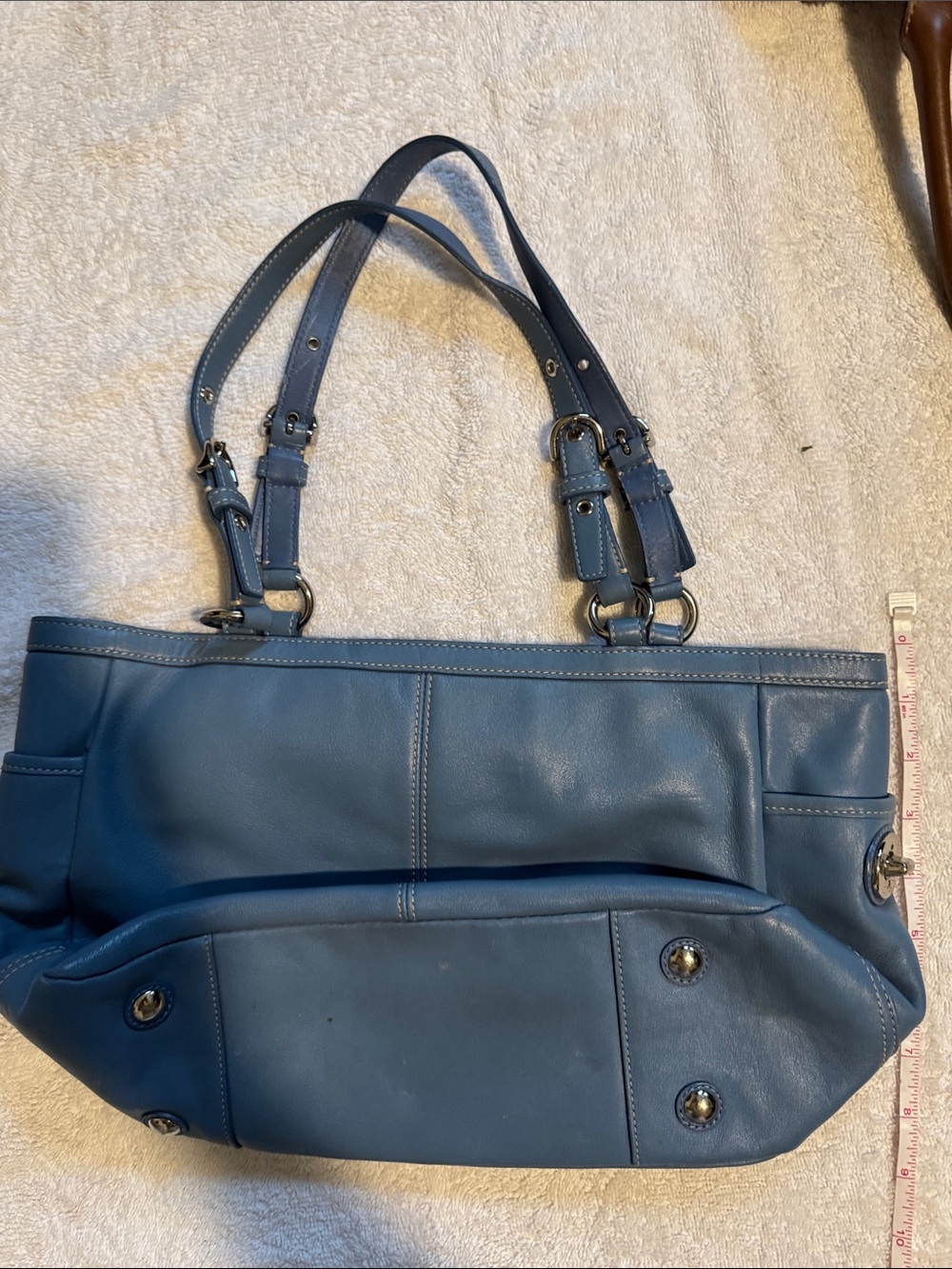 Coach Blue Leather Shoulder Tote - Picture 6 of 6